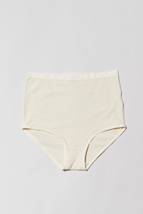 BASERANGE Bamboo Fiber High-Waisted Flared Briefs (France) BAS-UNHW-RB-000-Off White